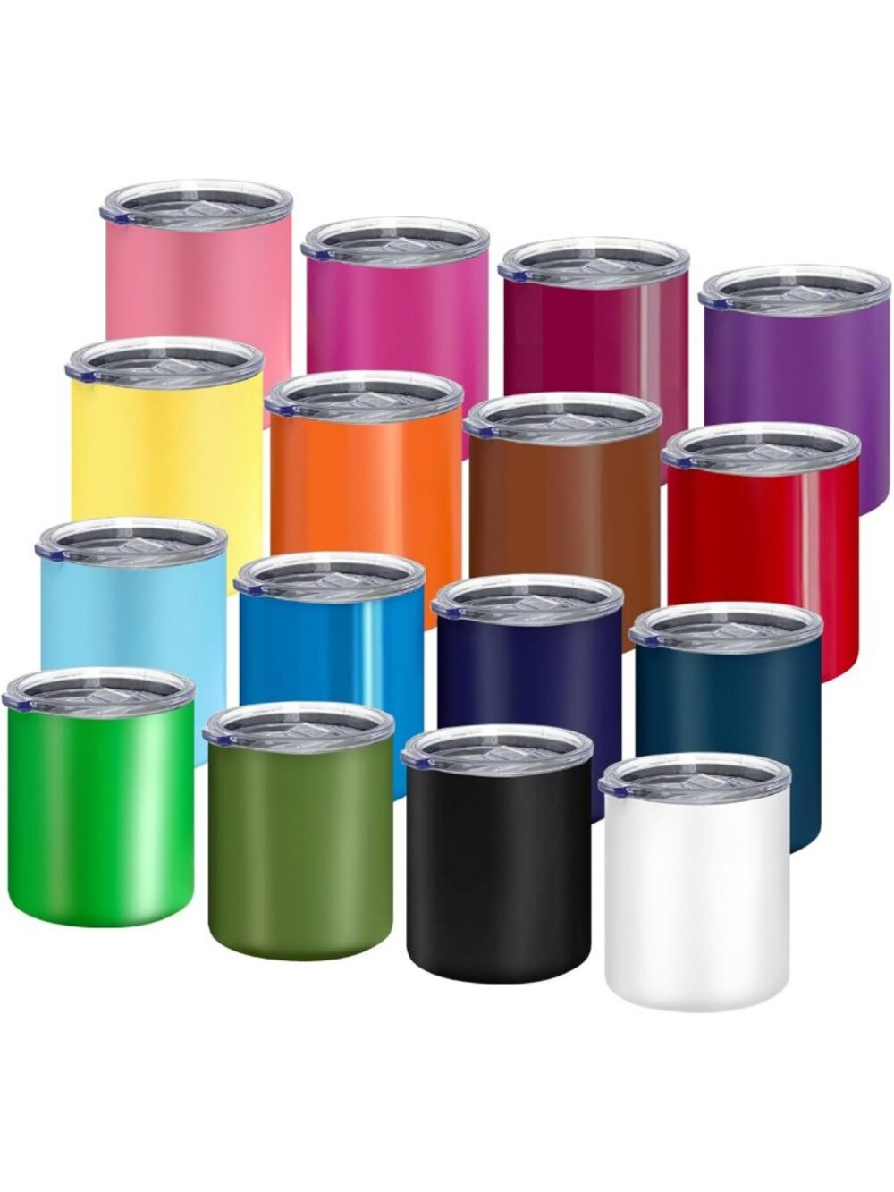 16 Pack Insulated Coffee Mugs - 12oz Double Wall Travel Tumblers for Hot & Cold